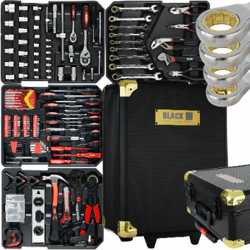 419-tk Black tööriistakomplekt koos padrunvõtmete ja kohvriga
