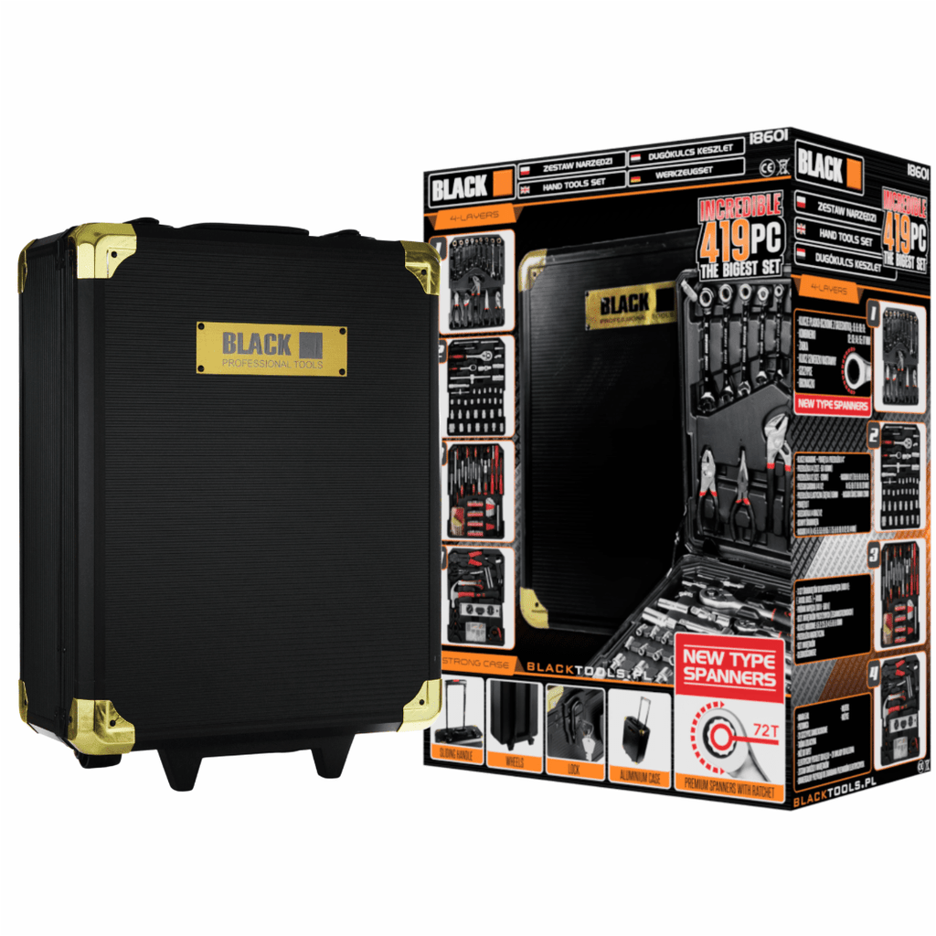 419-tk Black tööriistakomplekt koos padrunvõtmete ja kohvriga