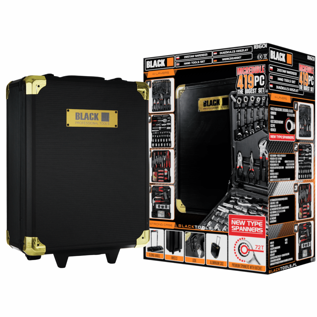 419-tk Black tööriistakomplekt koos padrunvõtmete ja kohvriga