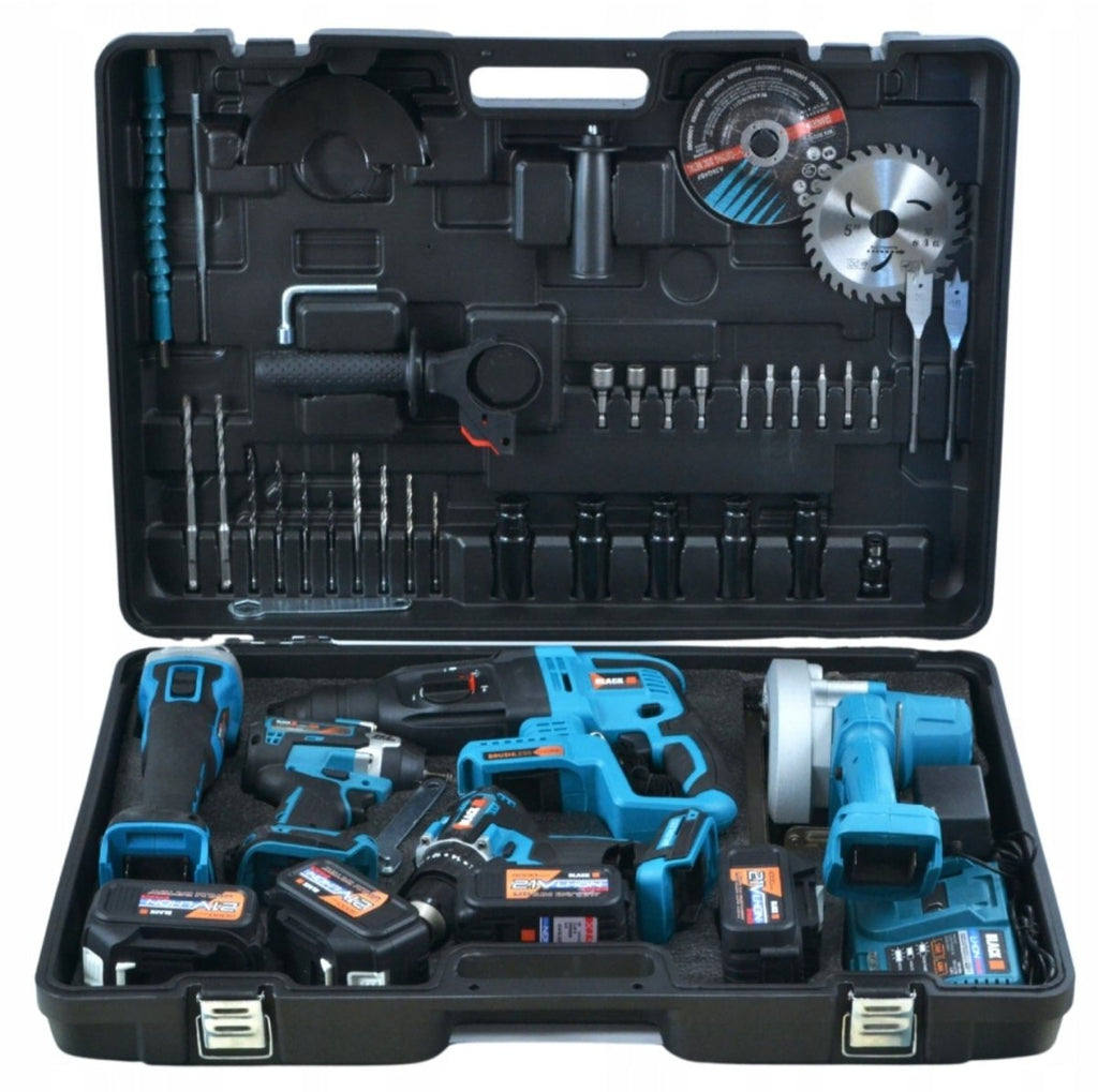 Black 21V juhtmeta 5in1 tööriistakomplekt 4 akuga ja tarvikutega