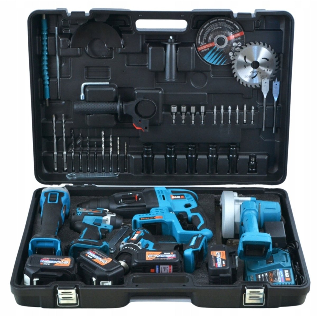 Black 21V juhtmeta 5in1 tööriistakomplekt 4 akuga ja tarvikutega