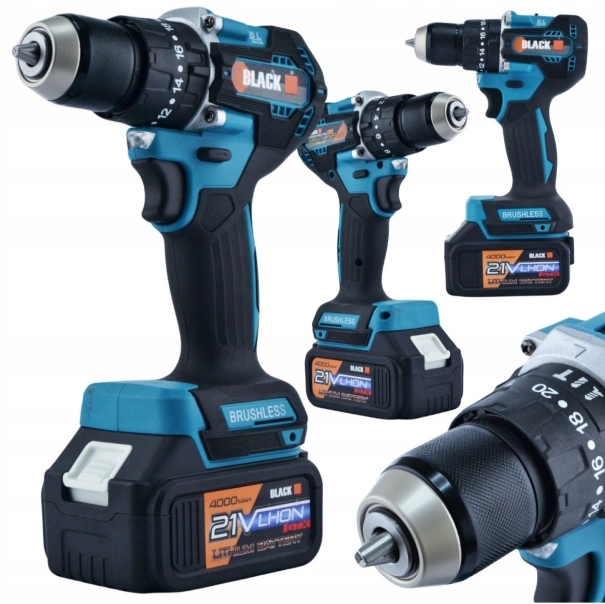 Black 21V juhtmeta 5in1 tööriistakomplekt 4 akuga ja tarvikutega
