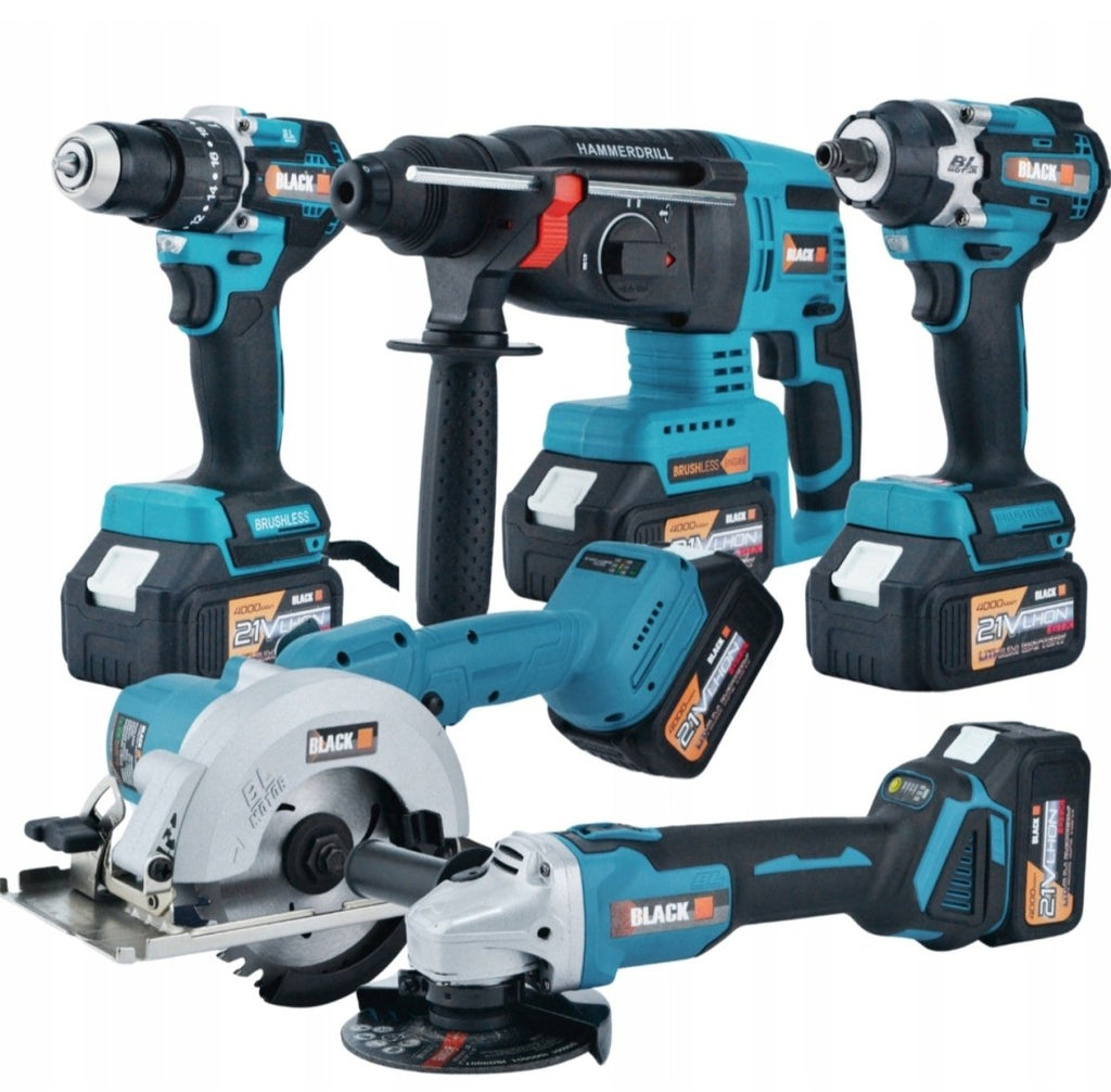 Black 21V juhtmeta 5in1 tööriistakomplekt 4 akuga ja tarvikutega