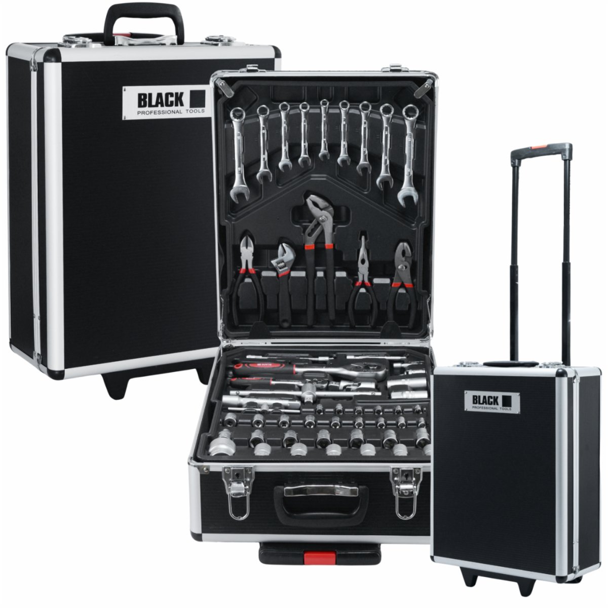 188-osaline tööriistakomplekt alumiiniumist kohvris rataste ja teleskoopkäepidemega (188 tk)