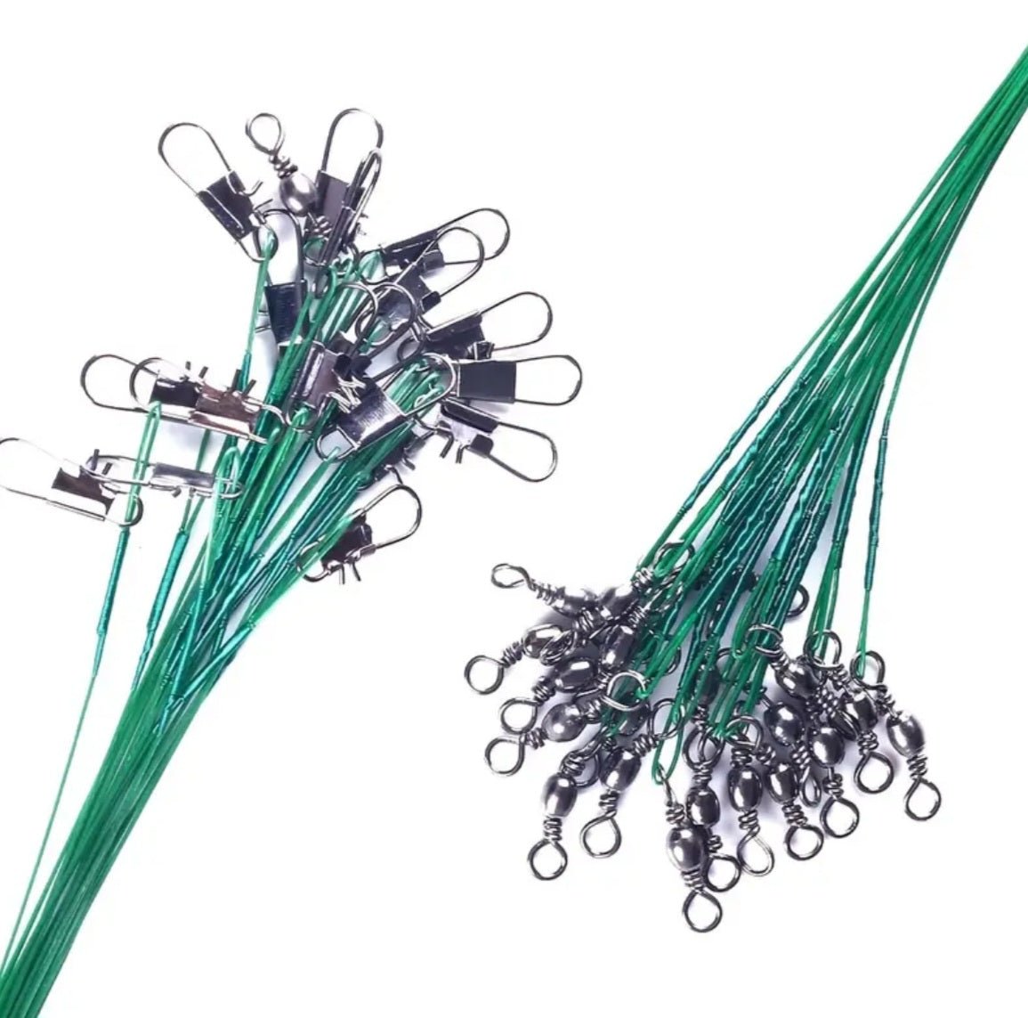 Vastupidav hammustuskindel terasest kalapüügitross pöörlega – 20 cm, komplektis 30 tk