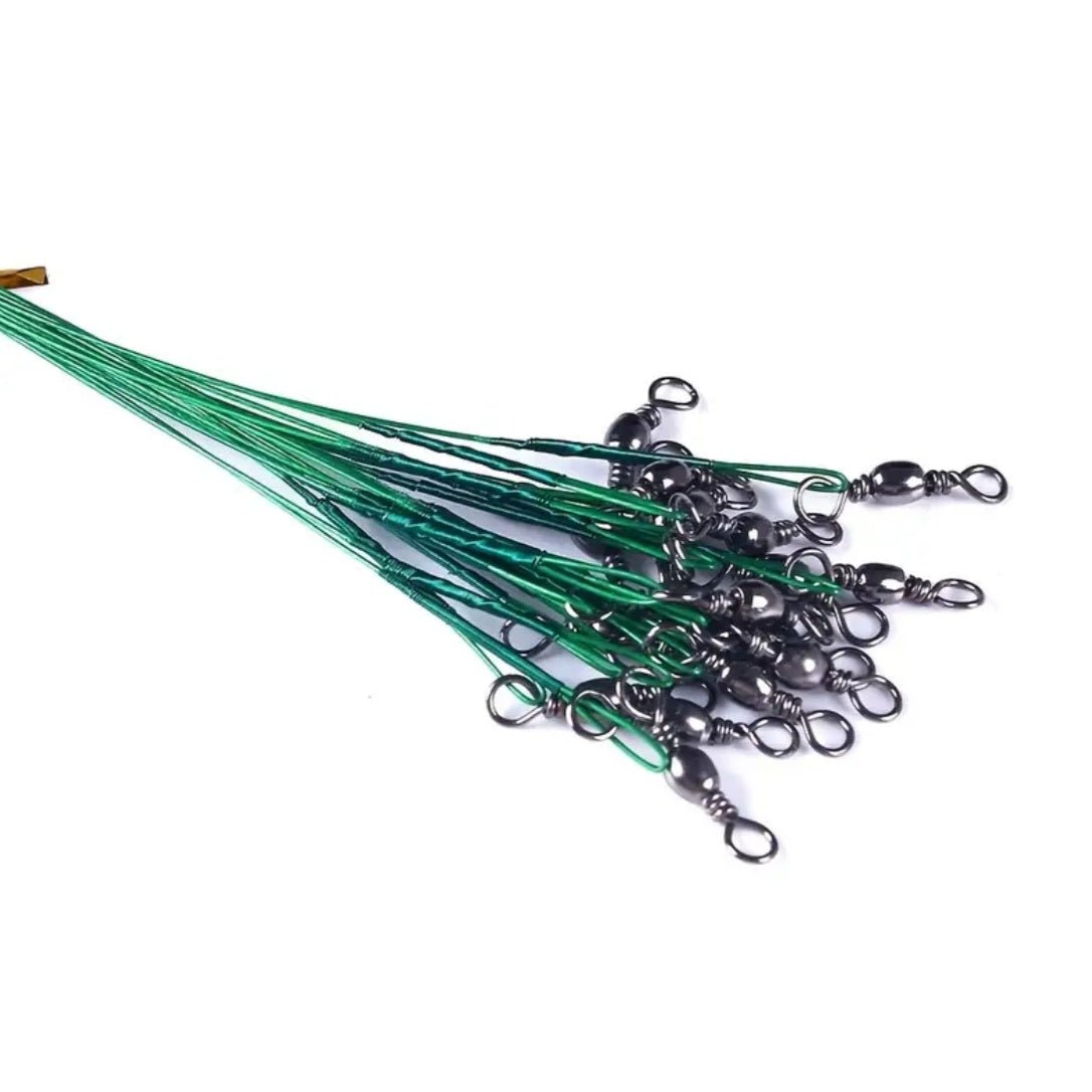 Vastupidav hammustuskindel terasest kalapüügitross pöörlega – 20 cm, komplektis 30 tk