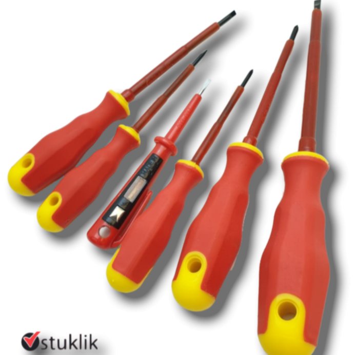VDE Insulated Screwdriver Set with Tester, 6 pcs