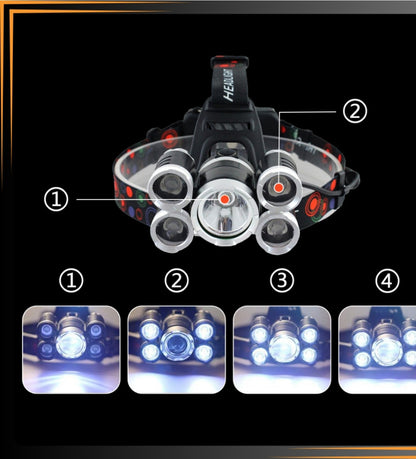 Laetav 5×LED pealamp IPX5, 2×18650, 5 režiimi (ARSA GO)