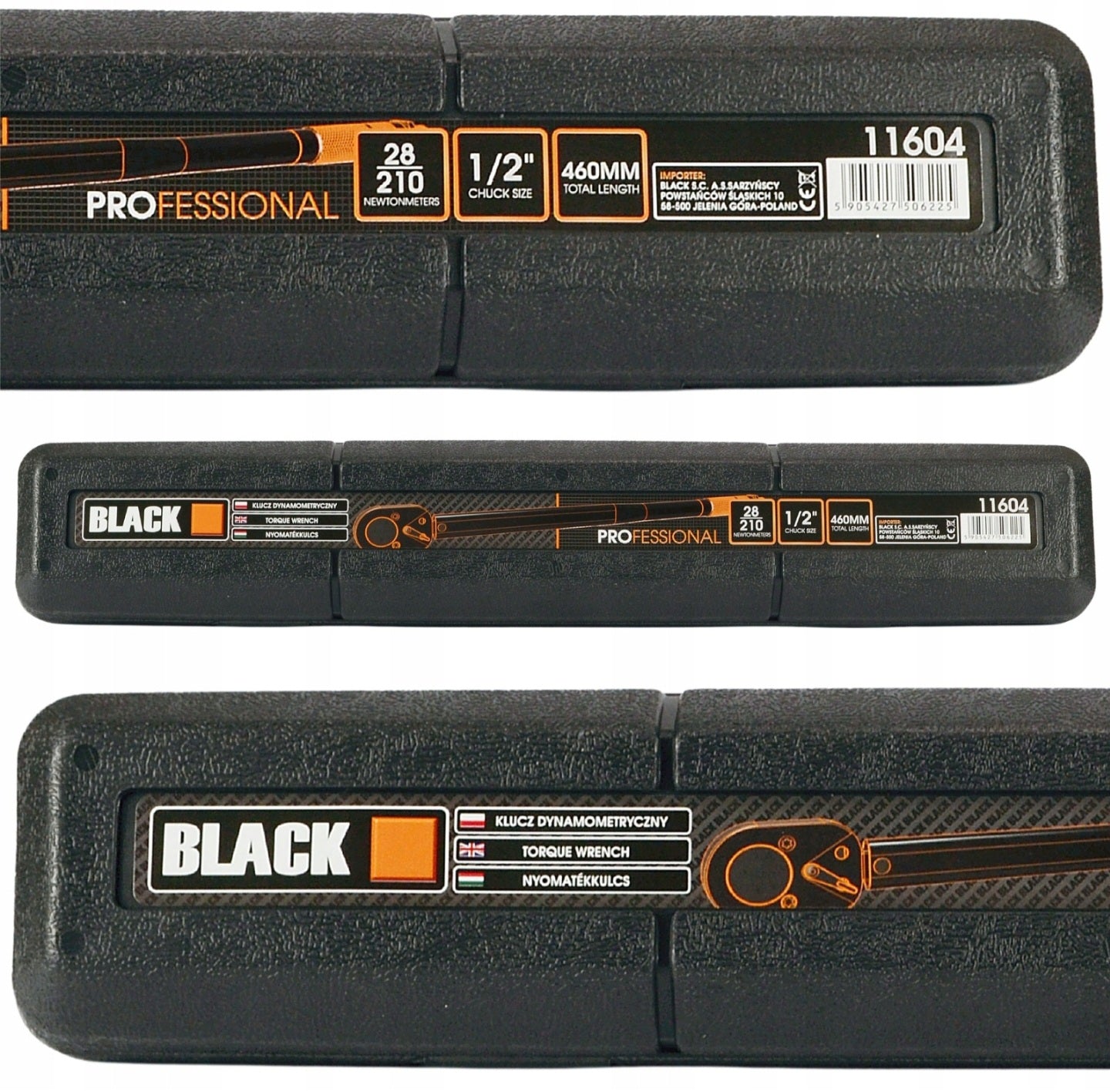 Black 1/2" momentvõti 28–210 Nm, 460 mm, CrMo/CrV
