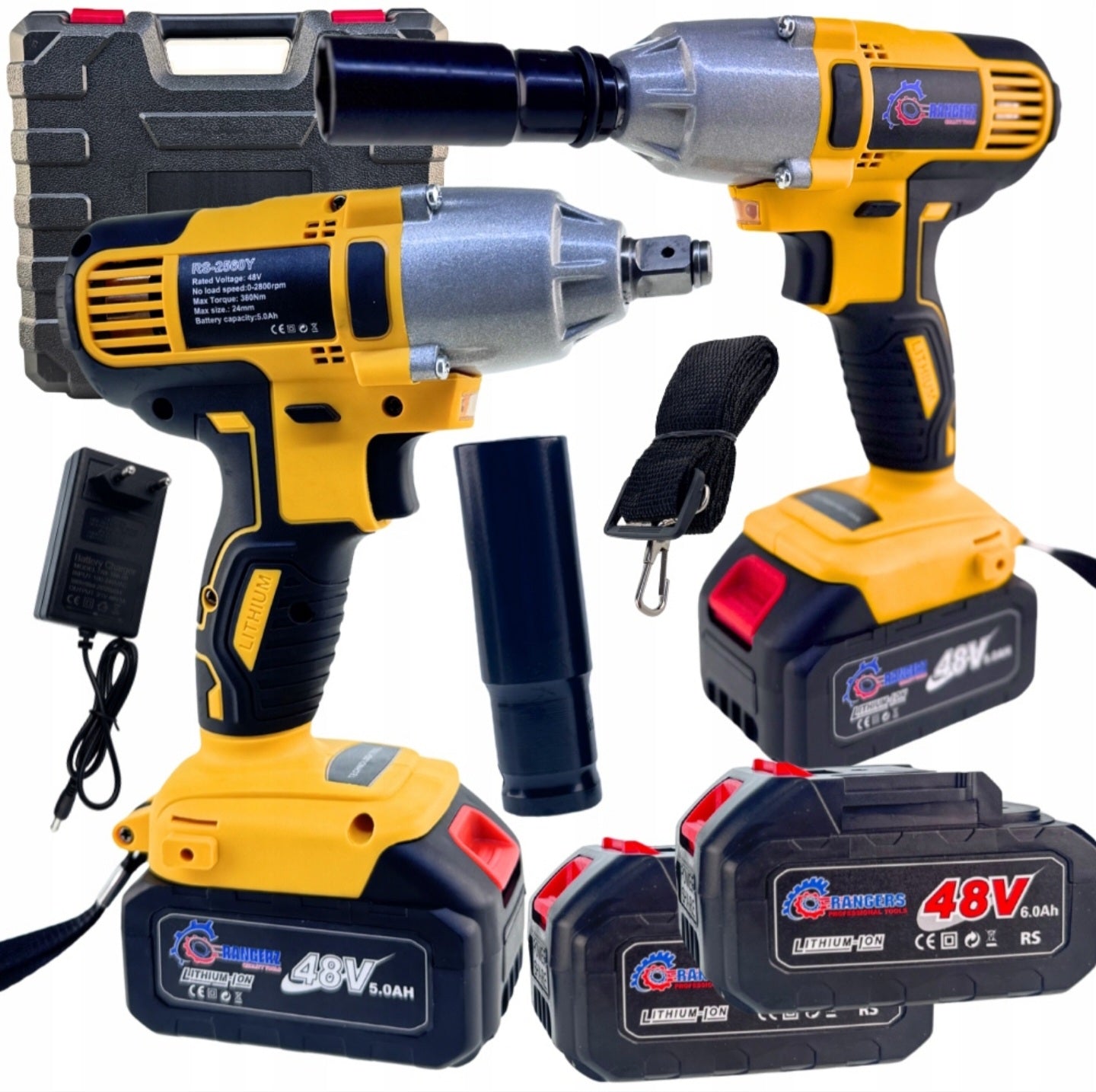 Aku löökmutrikeeraja 1/2", 48V, 380 Nm – komplekt 2 akuga + kohver