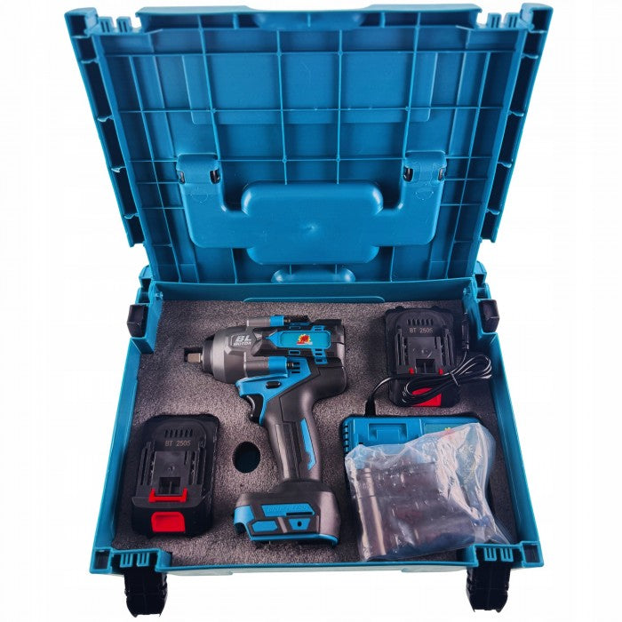 Bull-Tech BT-5601 juhtmeta harjadeta löökmutrikeeraja 1500Nm – 2× 6.0Ah akud, 1/2" ajam, Makita akuga ühilduv