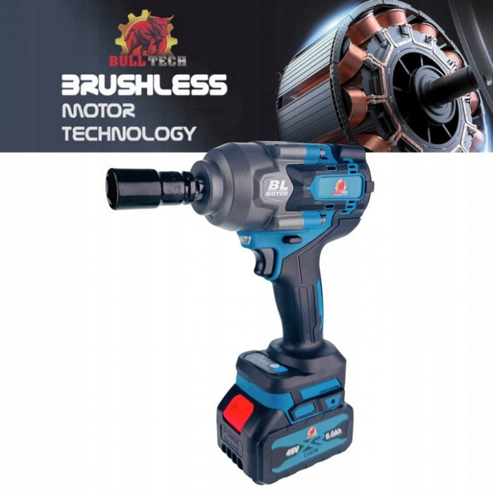 Bull-Tech BT-5601 juhtmeta harjadeta löökmutrikeeraja 1500Nm – 2× 6.0Ah akud, 1/2" ajam, Makita akuga ühilduv