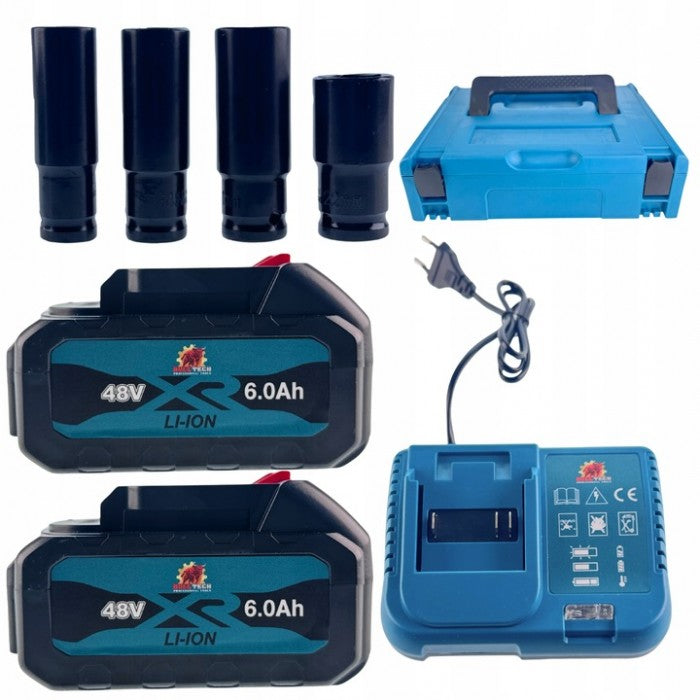 Bull-Tech BT-5601 juhtmeta harjadeta löökmutrikeeraja 1500Nm – 2× 6.0Ah akud, 1/2" ajam, Makita akuga ühilduv