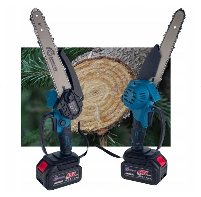 BULLTECH juhtmeta väike kettsaag 8" – 2× 48V akud, 2× saeketid, automaatne õlitamine, kohver