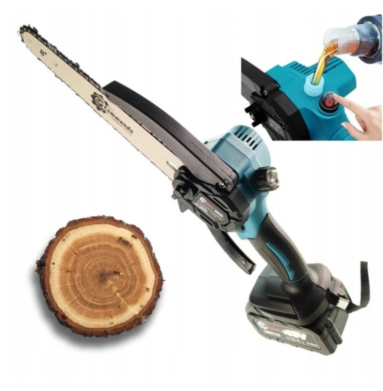 BULLTECH juhtmeta väike kettsaag 8" – 2× 48V akud, 2× saeketid, automaatne õlitamine, kohver