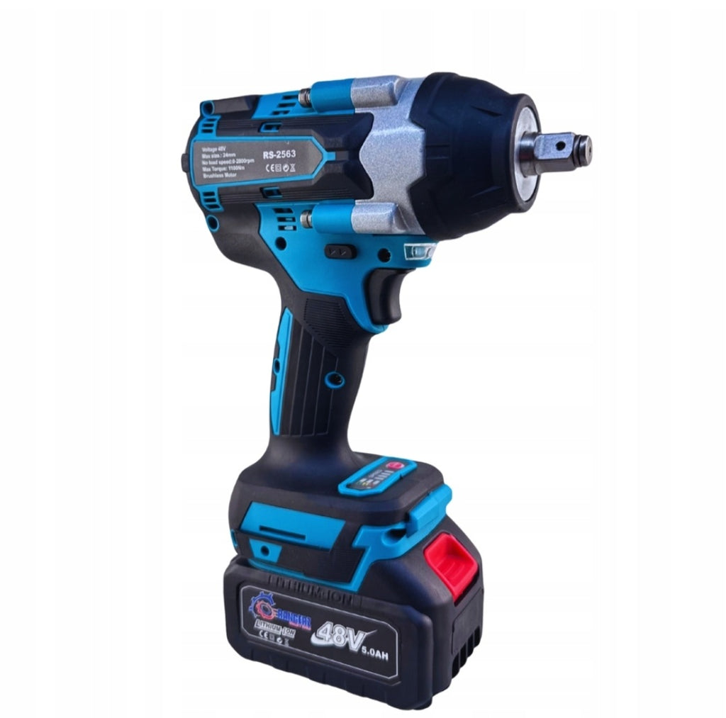 Rangers juhtmeta löökmutrivõti 1100Nm – 2× 48V 6.0Ah akud, 1/2" ajam, laadija + XXL komplekt