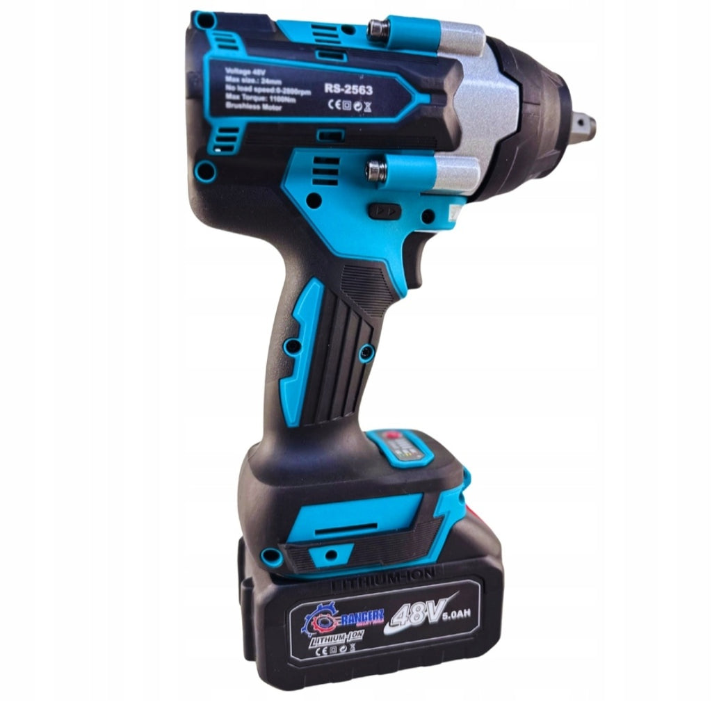 Rangers juhtmeta löökmutrivõti 1100Nm – 2× 48V 6.0Ah akud, 1/2" ajam, laadija + XXL komplekt