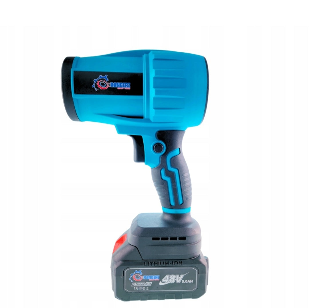 Rangers juhtmeta lehepuhur 48V (RS2564) – harjavaba, kuni 1050W, 2× 5.0Ah akud, 4-astmeline kiiruseregulaator, kohver