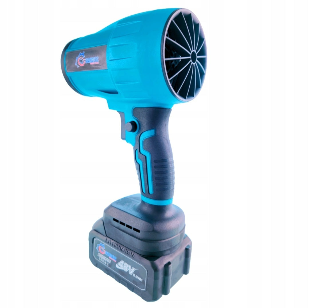 Rangers juhtmeta lehepuhur 48V (RS2564) – harjavaba, kuni 1050W, 2× 5.0Ah akud, 4-astmeline kiiruseregulaator, kohver