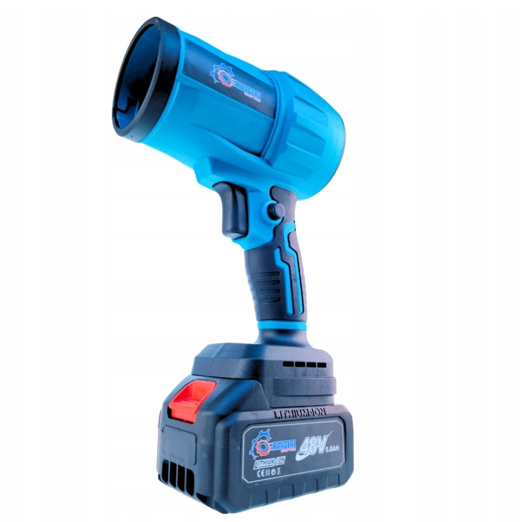 Rangers juhtmeta lehepuhur 48V (RS2564) – harjavaba, kuni 1050W, 2× 5.0Ah akud, 4-astmeline kiiruseregulaator, kohver