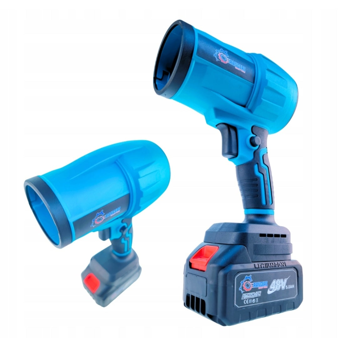 Rangers juhtmeta lehepuhur 48V (RS2564) – harjavaba, kuni 1050W, 2× 5.0Ah akud, 4-astmeline kiiruseregulaator, kohver