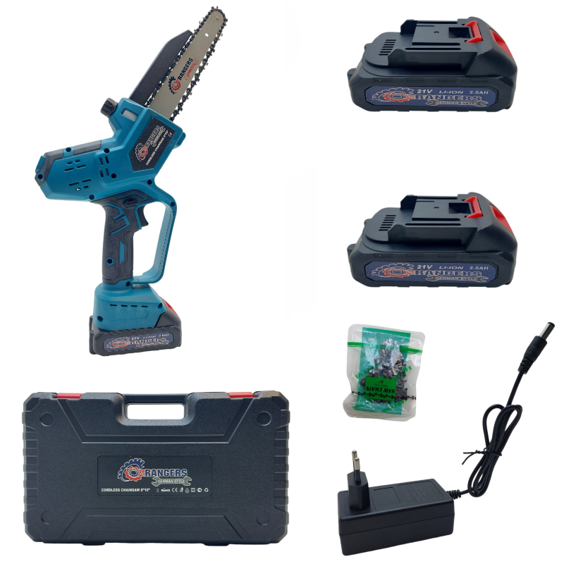RANGERZ RS6012E akutoitega kettsaag 48V 8" – 650W, digitaalne aku ekraan, 2× 2.0Ah akud, kohver