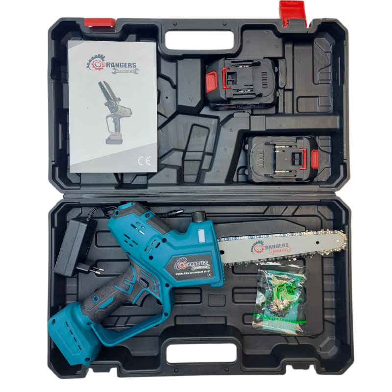 RANGERZ RS6012E akutoitega kettsaag 48V 8" – 650W, digitaalne aku ekraan, 2× 2.0Ah akud, kohver