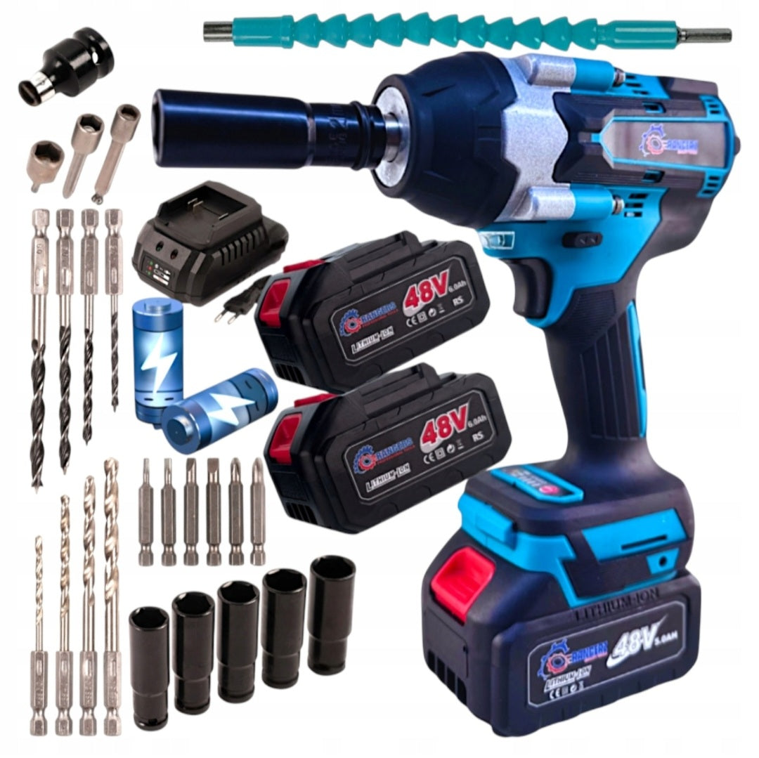 RANGERZ RS-618 Cordless Brushless Impact Wrench 1000Nm – 48V 6.0Ah, Case + Accessories (RS-618)