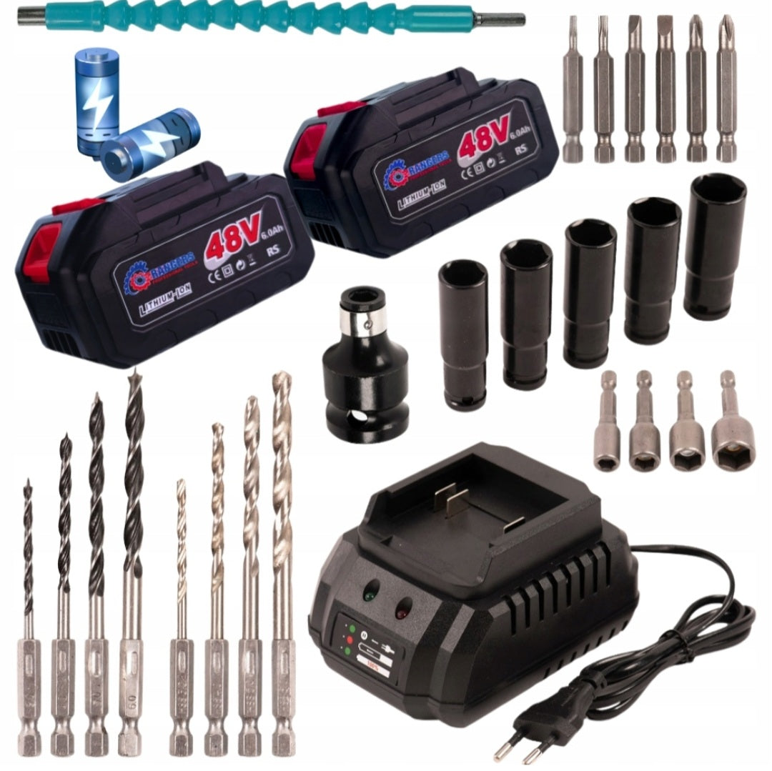 RANGERZ RS-618 juhtmeta harjadeta löökmutrivõti 1000Nm – 48V 6.0Ah, kohver + tarvikud (RS-618)