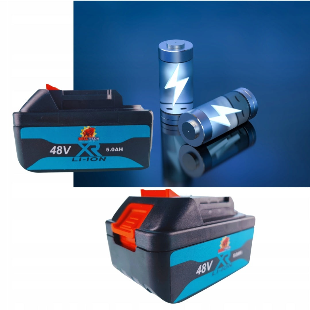 BullTech 48V 2-ühes juhtmevaba tööriistakomplekt – nurklihvija + puur/kruvikeeraja, 2× 5.0Ah akud, harjavaba, 125mm