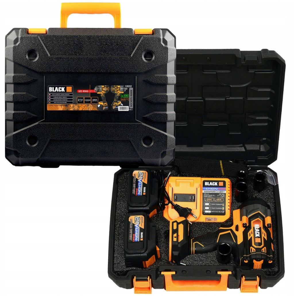 BLACK Cordless Impact Wrench 1000Nm 21V LED Ring + 2x 4Ah Battery