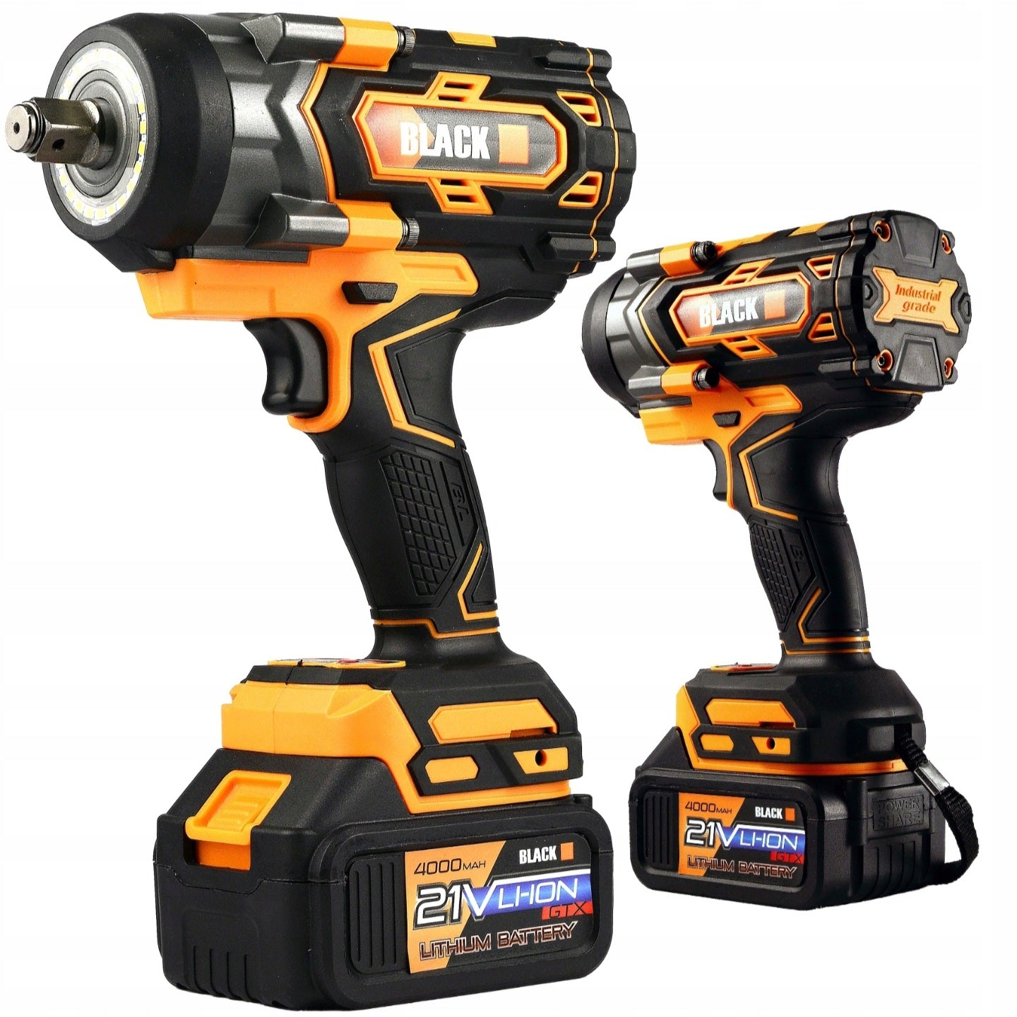 BLACK juhtmeta löökmutrikeeraja 1000Nm 21V LED-rõngas + 2x 4Ah aku