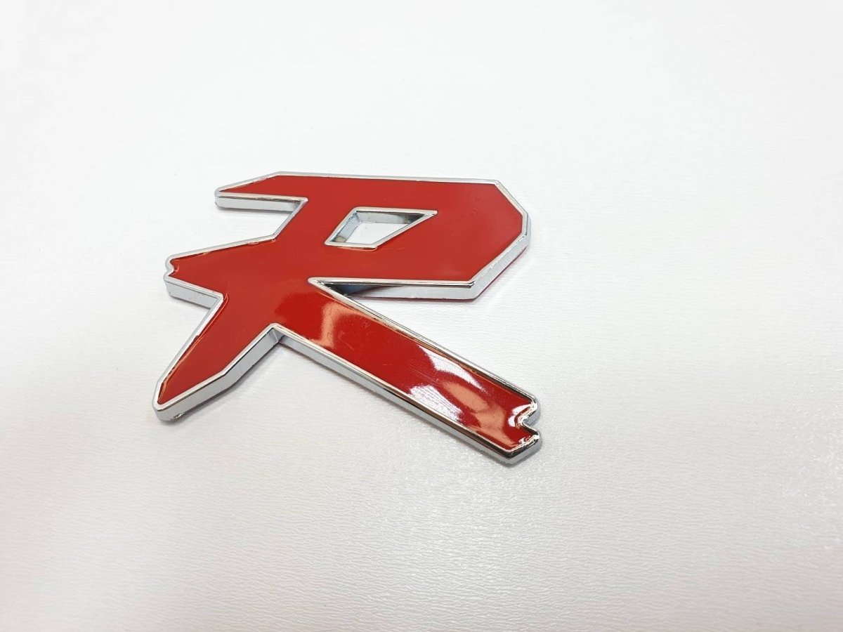 Punane 3D auto kleebis R 16x9 cm