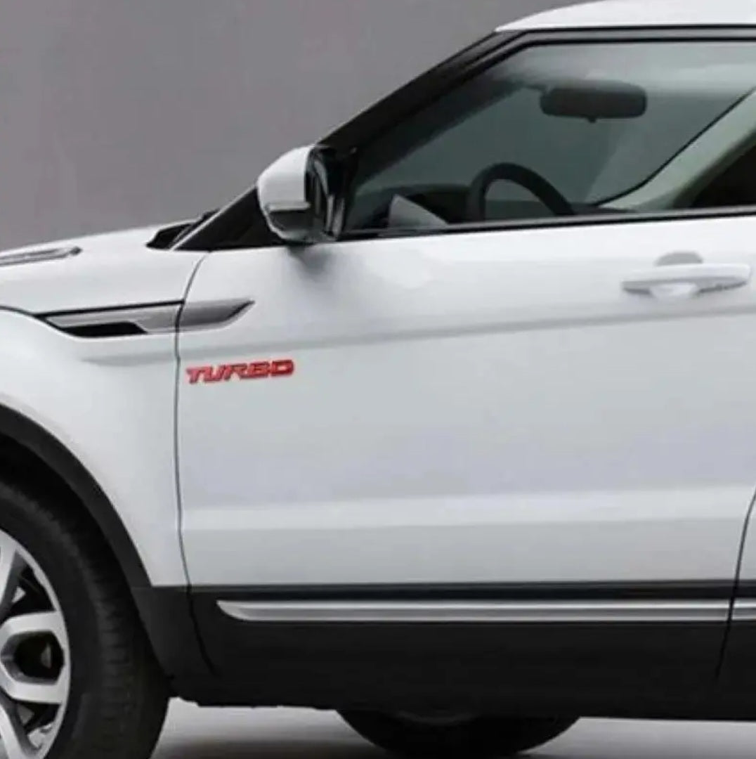 Punane 3D Turbo auto kleebis 16x9 cm