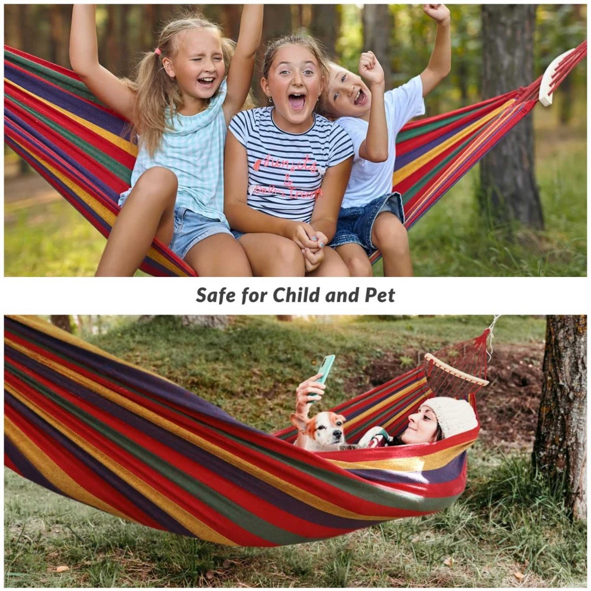 200cm x 80cm Durable Hammock with Wooden Spreaders